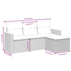 4-tlg. Garten-Sofagarnitur mit Kissen Beigemischung Poly Rattan