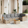 8-tlg. Garten-Sofagarnitur mit Kissen Beige Poly Rattan