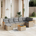 8-tlg. Garten-Sofagarnitur mit Kissen Beige Poly Rattan
