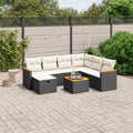8-tlg. Garten-Sofagarnitur mit Kissen Schwarz Poly Rattan