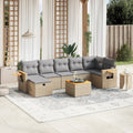 8-tlg. Garten-Sofagarnitur mit Kissen Beige Poly Rattan