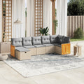 7-tlg. Garten-Sofagarnitur mit Kissen Beige Poly Rattan