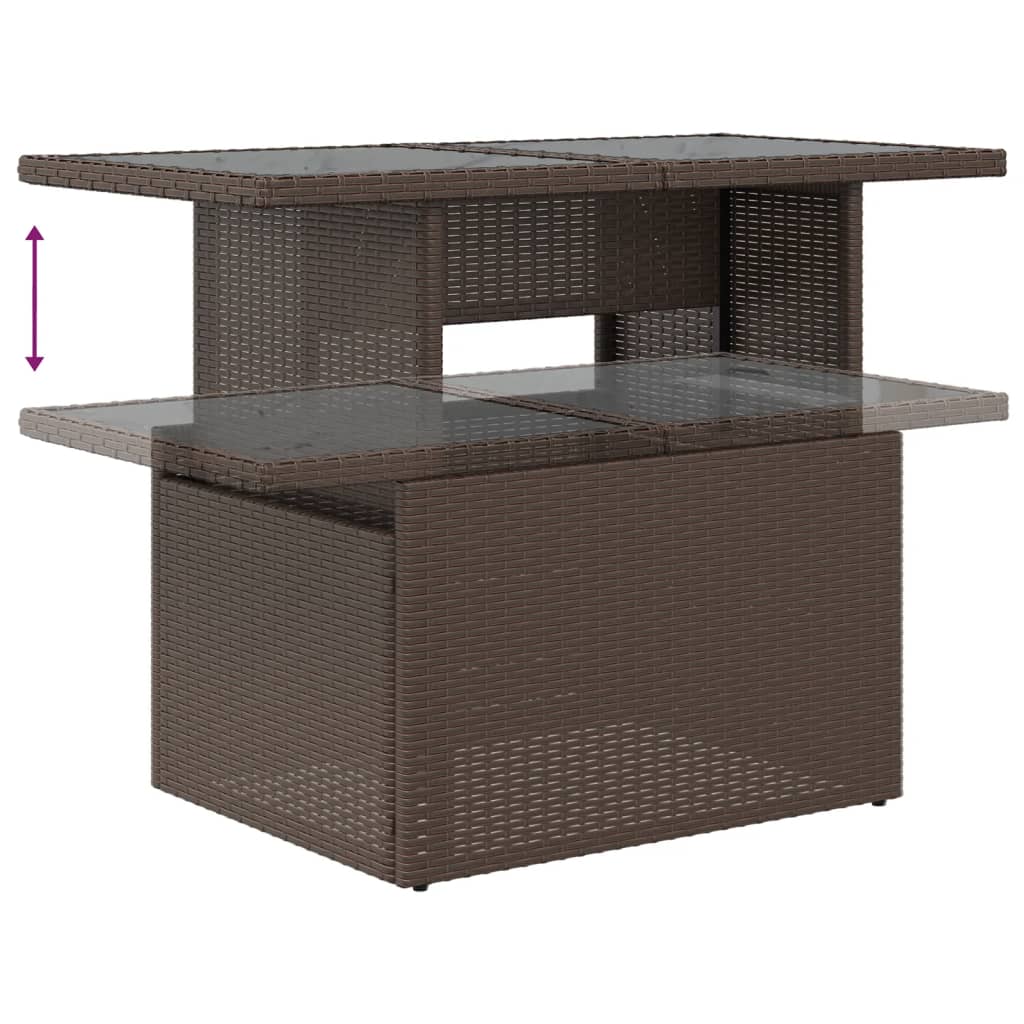 7-teiliges Gartensofa-Set mit Kissen, braun, Polyrattan