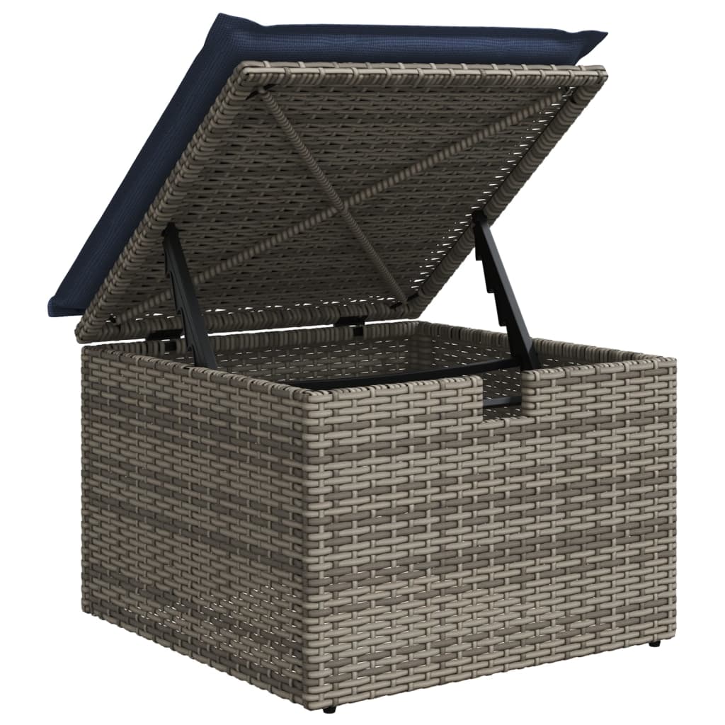 8-teiliges Gartensofa-Set mit Kissen, grau, Polyrattan