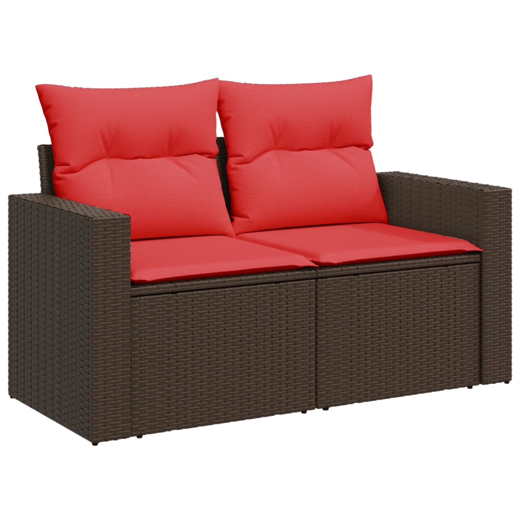 7-teiliges Gartensofa-Set mit Kissen, braun, Polyrattan
