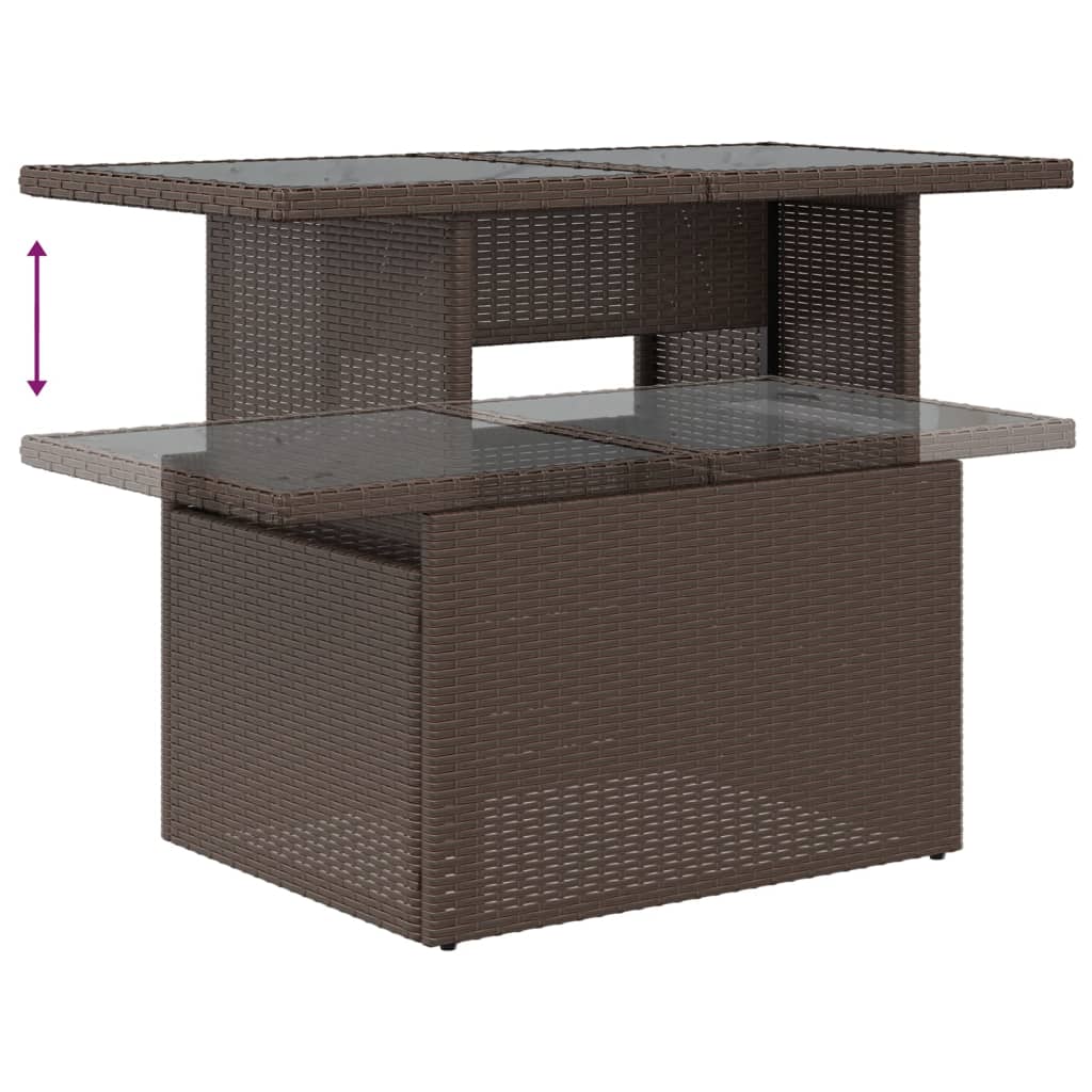 9-teiliges Gartensofa-Set mit Kissen, braun, Polyrattan