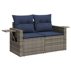 8-teiliges Gartensofa-Set mit Kissen, grau, Polyrattan