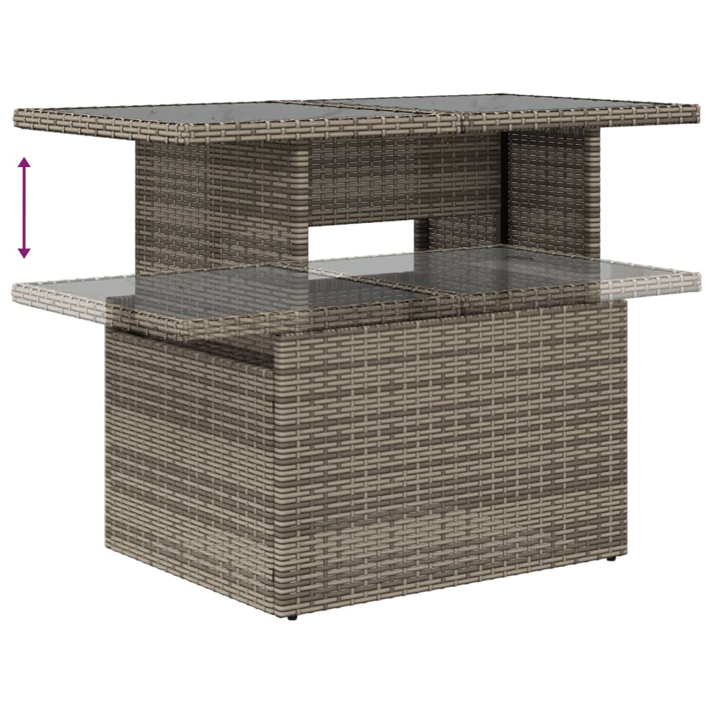 6-teiliges Gartensofa-Set mit Kissen, grau, Polyrattan