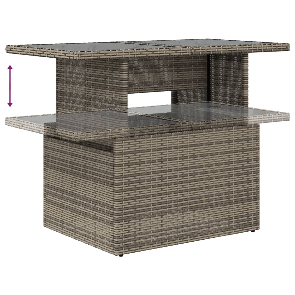8-teiliges Gartensofa-Set mit Kissen, grau, Polyrattan