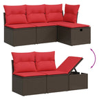 9-teiliges Gartensofa-Set mit Kissen, braun, Polyrattan