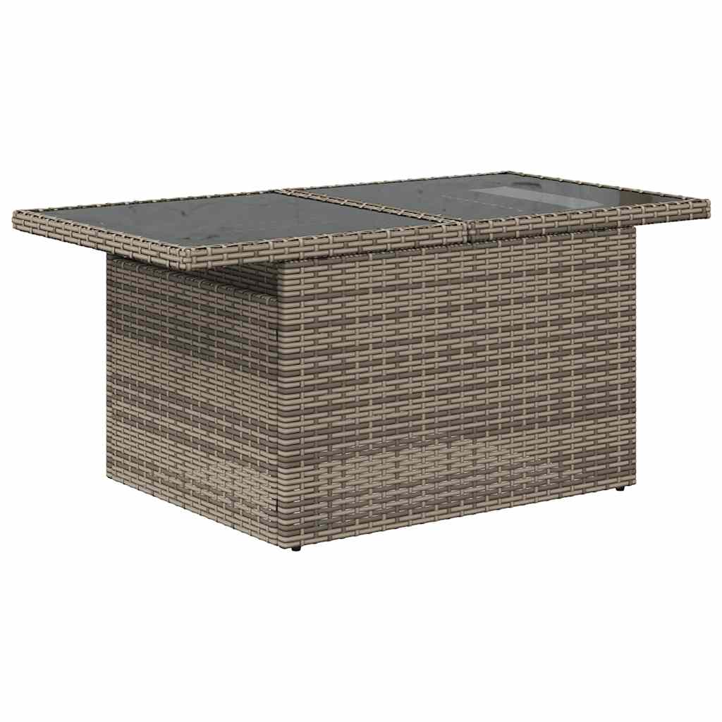 9-teiliges Gartensofa-Set mit Kissen, grau, Polyrattan
