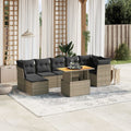 8-tlg. Garten-Sofagarnitur mit Kissen Grau Poly Rattan