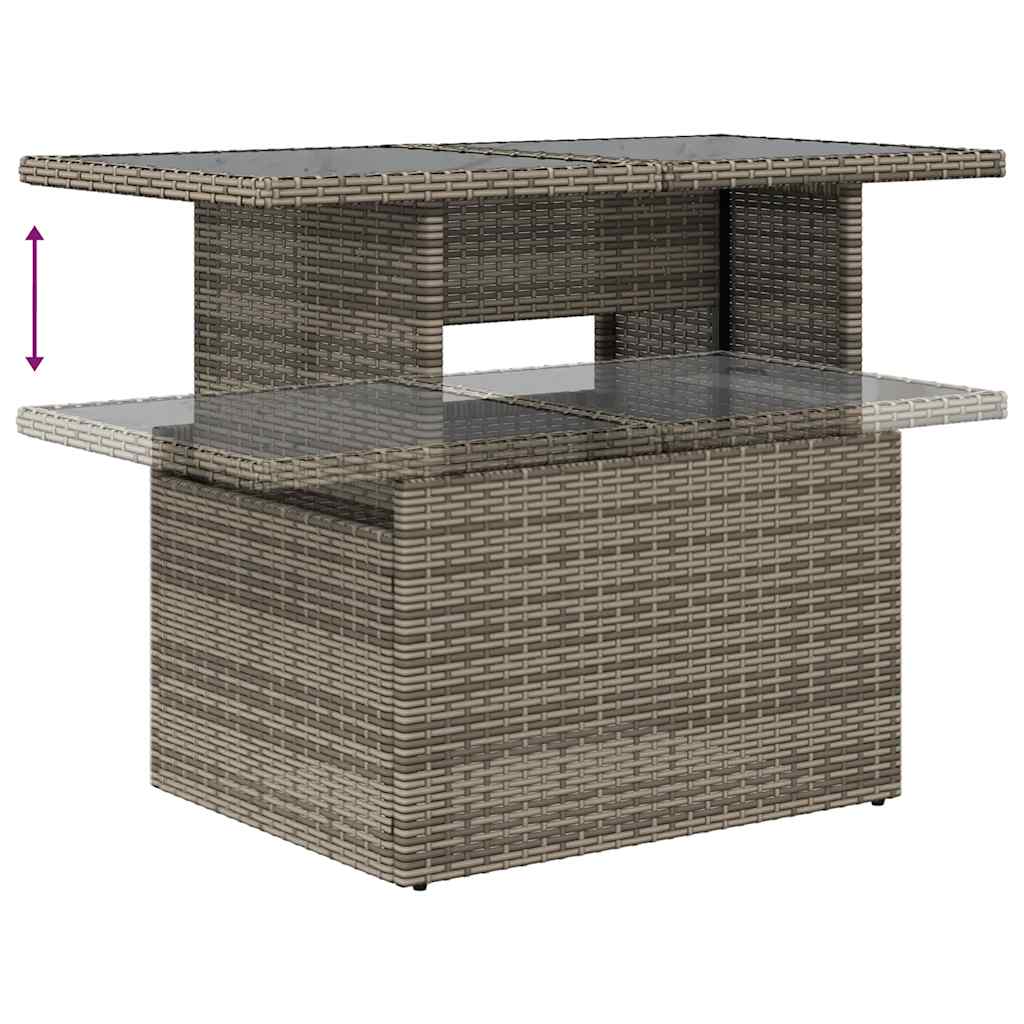 11-teiliges Gartensofa-Set mit Kissen, grau, Polyrattan
