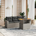 5-tlg. Garten-Sofagarnitur mit Kissen Grau Poly Rattan