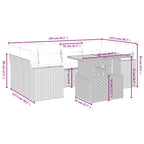 7-tlg. Garten-Sofagarnitur mit Kissen Grau Poly Rattan