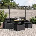 6-tlg. Garten-Sofagarnitur mit Kissen Schwarz Poly Rattan