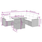7-tlg. Garten-Sofagarnitur mit Kissen Schwarz Poly Rattan