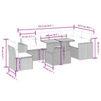 7-tlg. Garten-Sofagarnitur mit Kissen Schwarz Poly Rattan