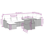 8-tlg. Garten-Sofagarnitur mit Kissen Schwarz Poly Rattan