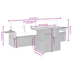 5-tlg. Garten-Sofagarnitur mit Kissen Schwarz Poly Rattan