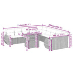 11-tlg. Garten-Sofagarnitur mit Kissen Beige Poly Rattan