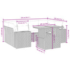 7-tlg. Garten-Sofagarnitur mit Kissen Grau Poly Rattan