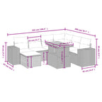 8-tlg. Garten-Sofagarnitur mit Kissen Schwarz Poly Rattan