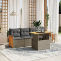5-tlg. Garten-Sofagarnitur mit Kissen Grau Poly Rattan
