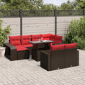 11-teiliges Gartensofa-Set mit Kissen, braun, Polyrattan