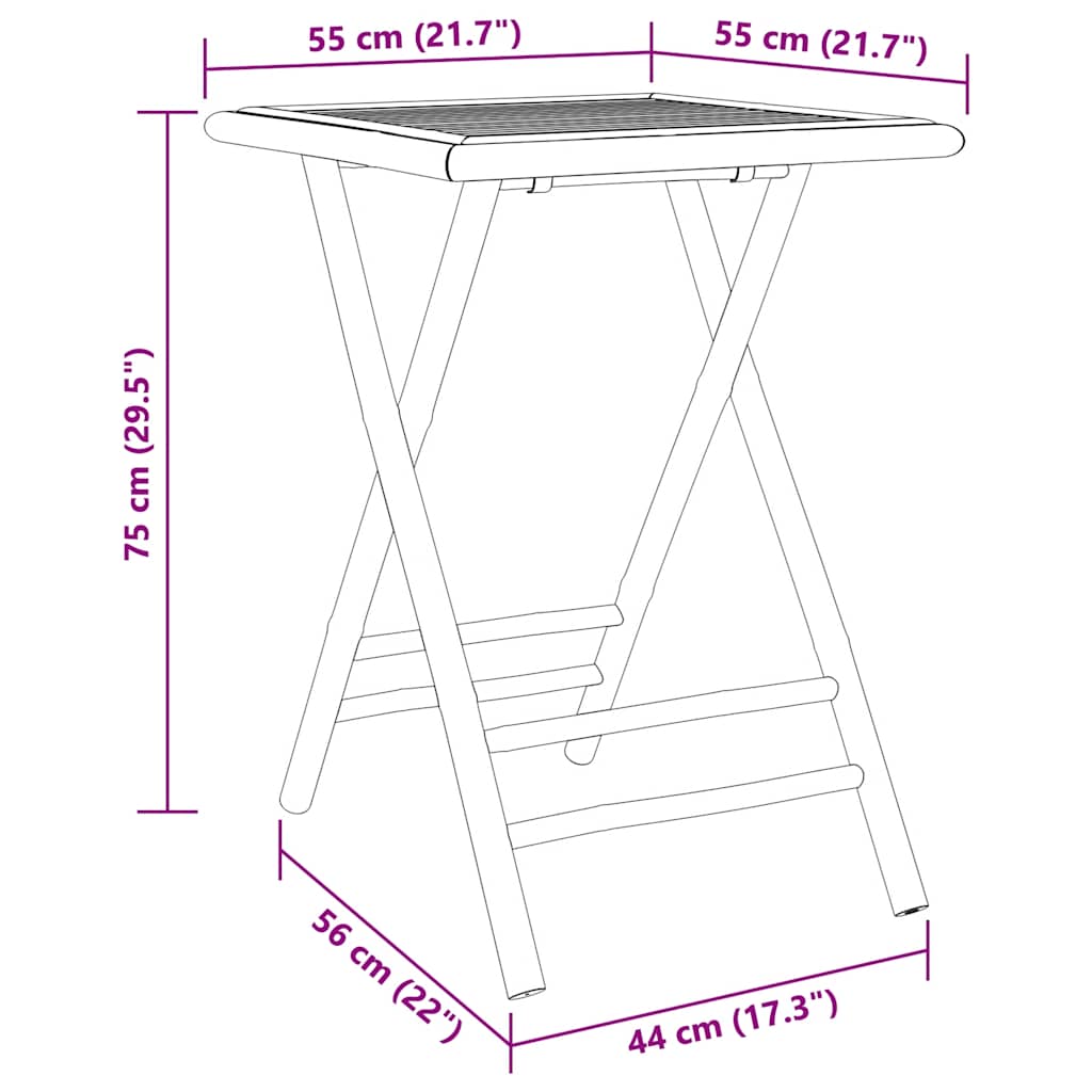 3-tlg. Bistro-Set Bambus
