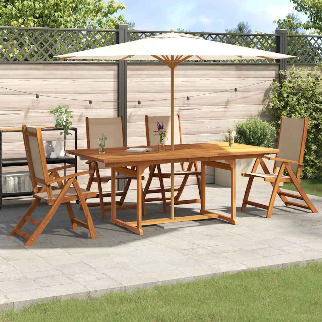 5-tlg. Garten-Essgruppe Massivholz Akazie und Textilene