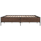 Bettgestell Braun Eichen-Optik 200x200 cm Holzwerkstoff Metall