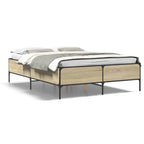 Bettgestell Sonoma-Eiche 150x200 cm Holzwerkstoff und Metall
