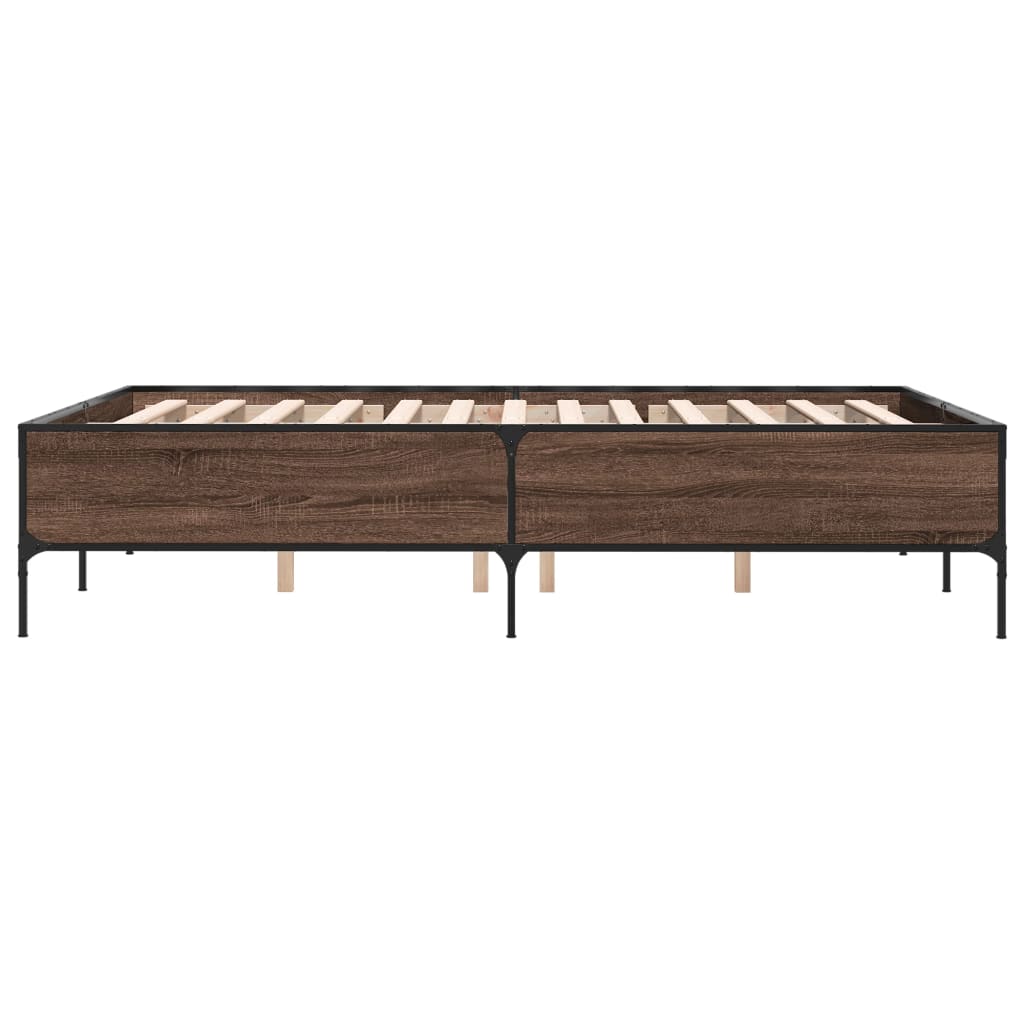Bettgestell Braun Eichen-Optik 150x200 cm Holzwerkstoff Metall