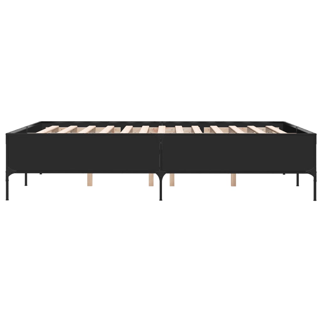 Bettgestell Schwarz 140x200 cm Holzwerkstoff und Metall