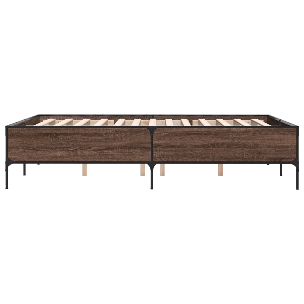 Bettgestell Braun Eichen-Optik 120x200 cm Holzwerkstoff Metall