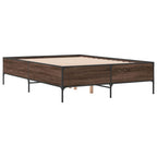 Bettgestell Braun Eichen-Optik 135x190 cm Holzwerkstoff Metall