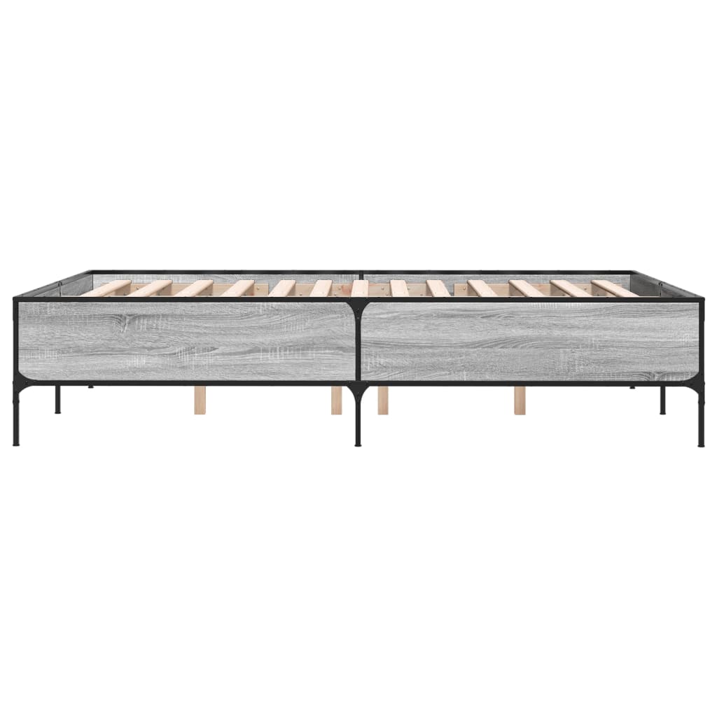 Bettgestell Grau Sonoma 120x190 cm Holzwerkstoff und Metall