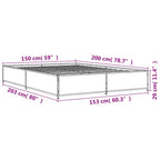 Bettgestell Sonoma-Eiche 150x200 cm Holzwerkstoff und Metall