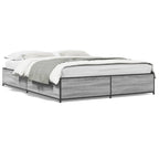 Bettgestell Grau Sonoma 135x190 cm Holzwerkstoff und Metall