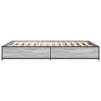 Bettgestell Grau Sonoma 135x190 cm Holzwerkstoff und Metall