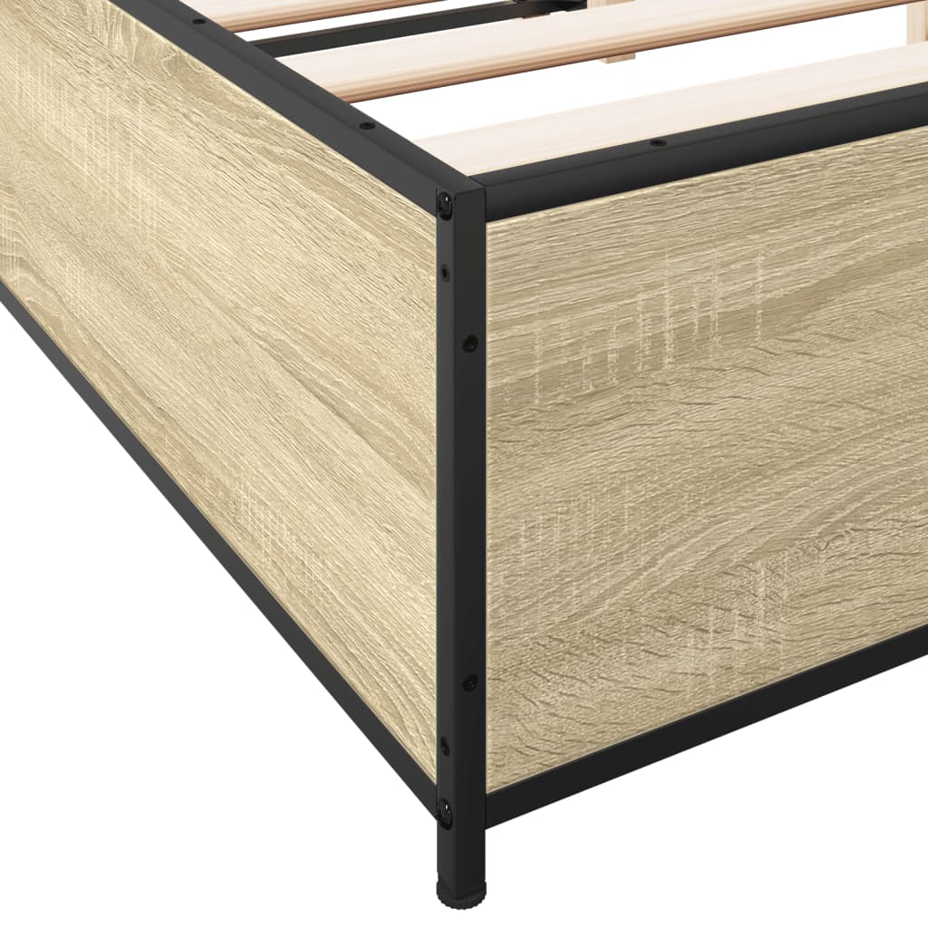 Bettgestell Sonoma-Eiche 120x190 cm Holzwerkstoff und Metall