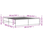 Bettgestell Grau Sonoma 200x200 cm Holzwerkstoff und Metall