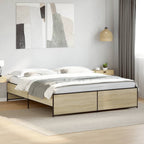 Bettgestell Sonoma-Eiche 180x200 cm Holzwerkstoff und Metall