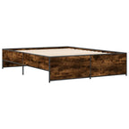 Bettgestell Räuchereiche 150x200 cm Holzwerkstoff und Metall