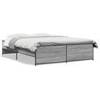 Bettgestell Grau Sonoma 140x200 cm Holzwerkstoff und Metall