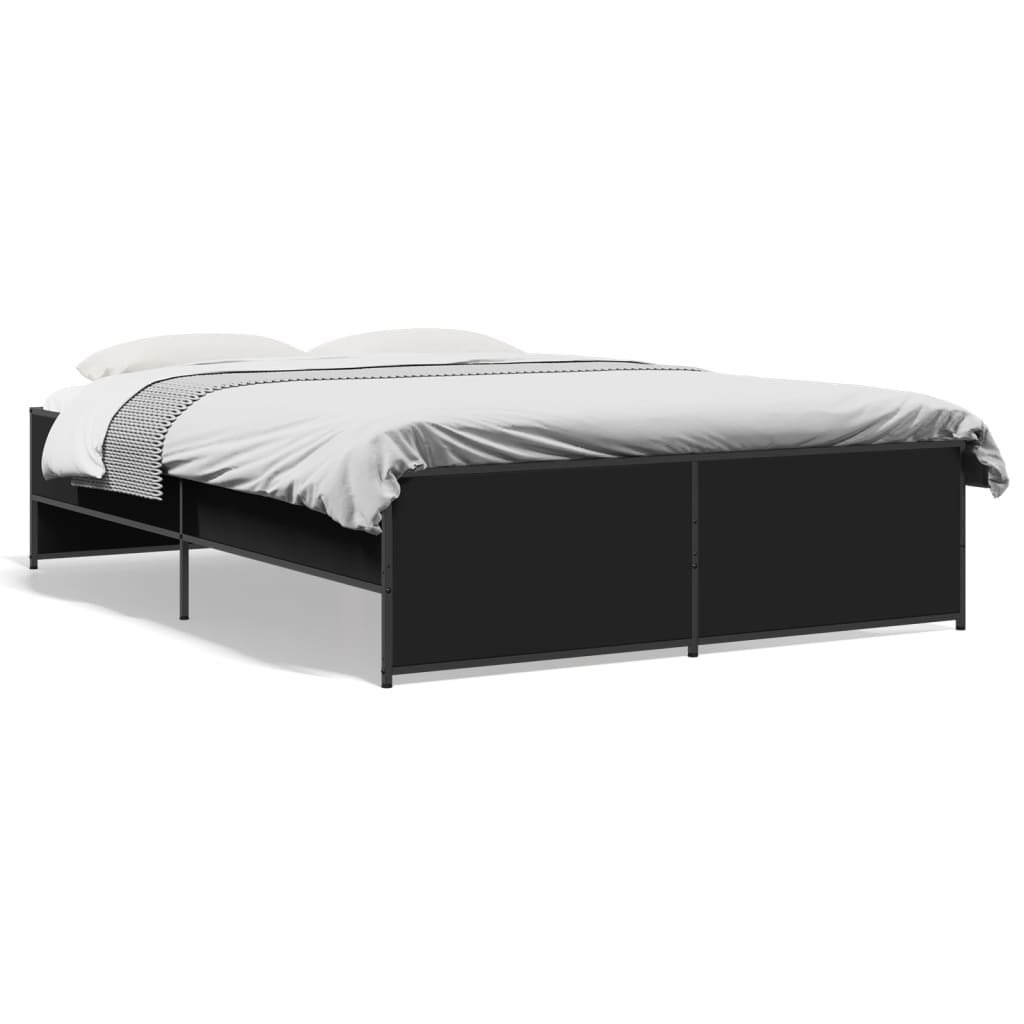 Bettgestell Schwarz 140x190 cm Holzwerkstoff und Metall