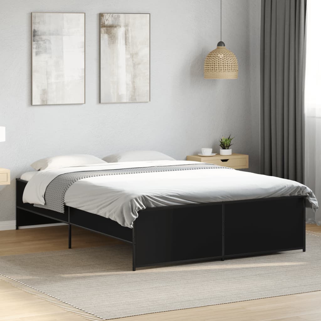 Bettgestell Schwarz 140x190 cm Holzwerkstoff und Metall