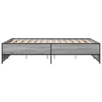 Bettgestell Grau Sonoma 140x190 cm Holzwerkstoff und Metall