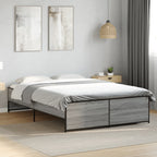 Bettgestell Grau Sonoma 120x190 cm Holzwerkstoff und Metall